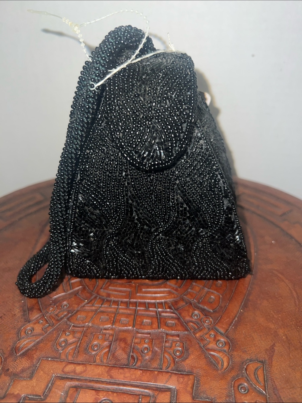 Vintage Carlo Fellini Beaded Evening Satchel Wristlet Bag